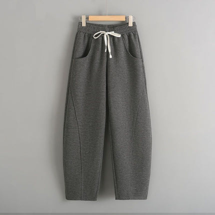 Fleece-lined Elastic Sickle High Waist Pants / Warme Pants