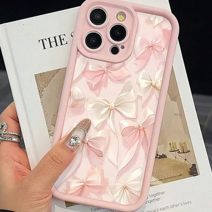 iPhone 11/12/13/14/15/16 Print Silk Bow Phone Case