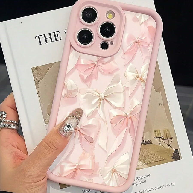 iPhone 11/12/13/14/15/16 Print Silk Bow Phone Case