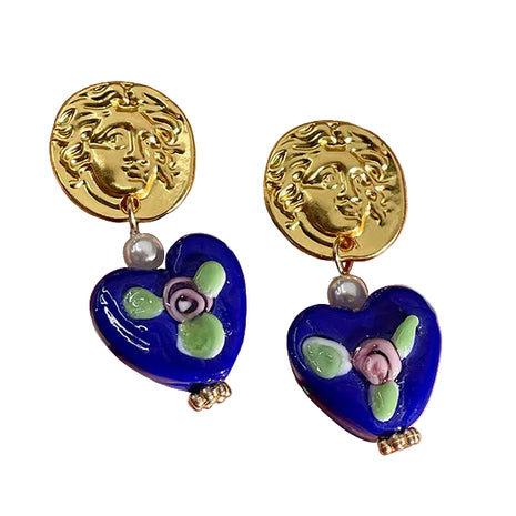 Heart Blue Crystal Earrings