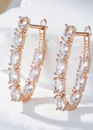 Double Layer Oval Zircon Luxury Earrings