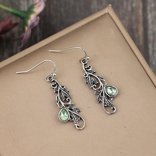 Fashion Vine Carved Pattern Embroidered Glass Alloy Earrings