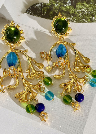 Green & Blue Crystal Earrings