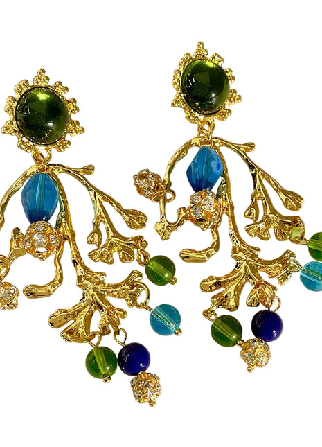 Green & Blue Crystal Earrings