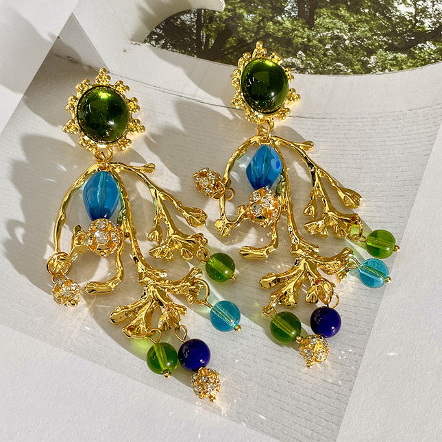 Green & Blue Crystal Earrings