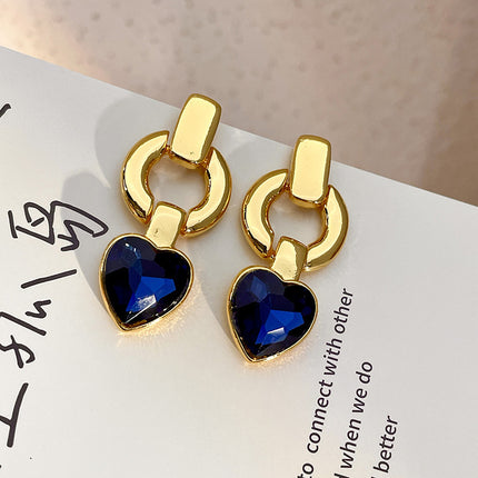 Heart Blue Crystal Earrings