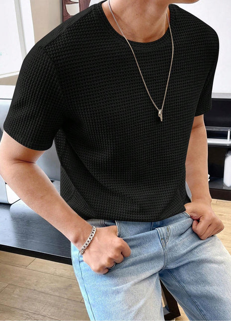 Manga Corta Suelta de Color Liso para Hombre