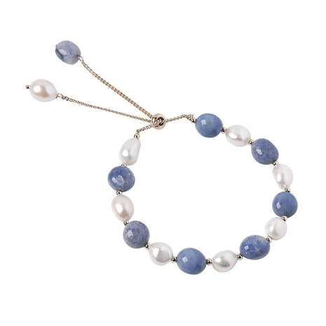 Pulsera de perlas de cristal de agua dulce con aventurina azul