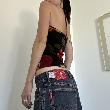 Slim Fit Halter Straps Vest Backless Hollow-out Top