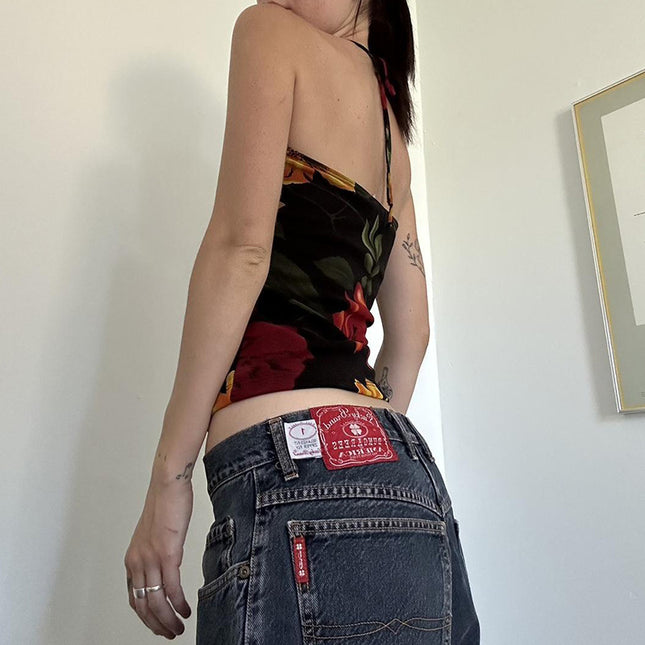 Slim Fit Halter Straps Vest Backless Hollow-out Top