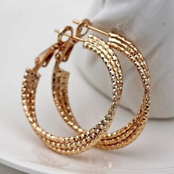 Simple Ethnic Style Geometric Metal Hoop Earrings
