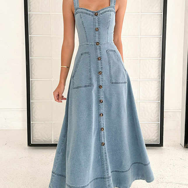 Denim Backless High Waist Dress