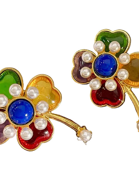Flower 5 Colours Crystal Earrings