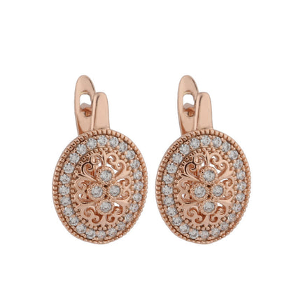 Zircon Earrings Rose Gold Hollow Leaves Ear Clip