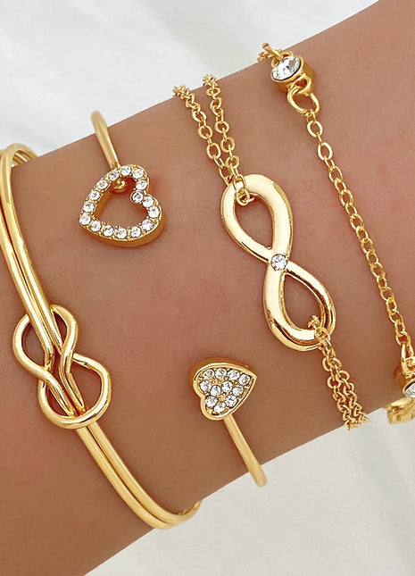 Alloy Love Knot 4-Piece Bracelet Set – Women's Heart Jewelry