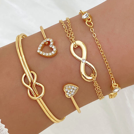 Juego de 4 pulseras de nudos de amor de aleación
