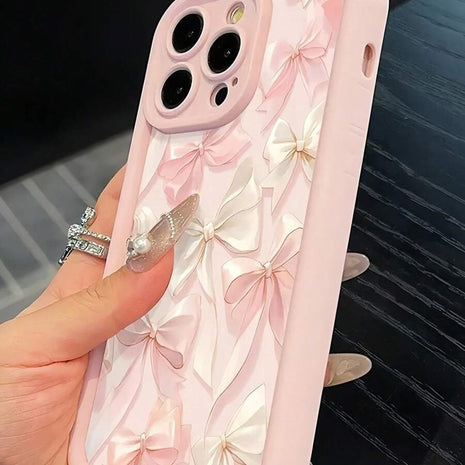 iPhone 11/12/13/14/15/16 Print Silk Bow Phone Case
