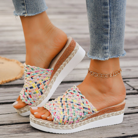 Thick-soled Fish Mouth Hemp Rope Mule