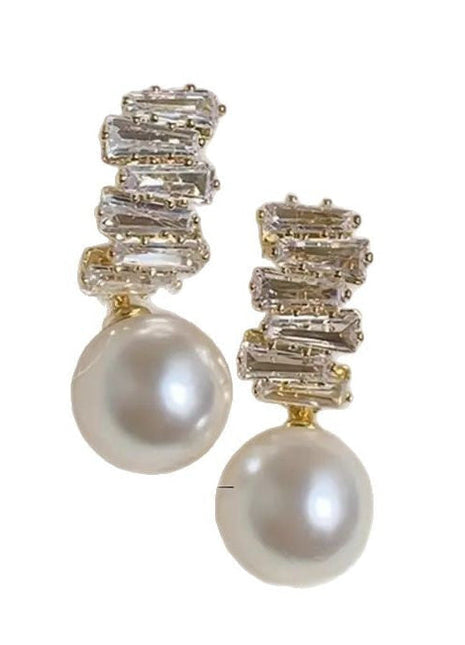 Zircon Pearl Earrings