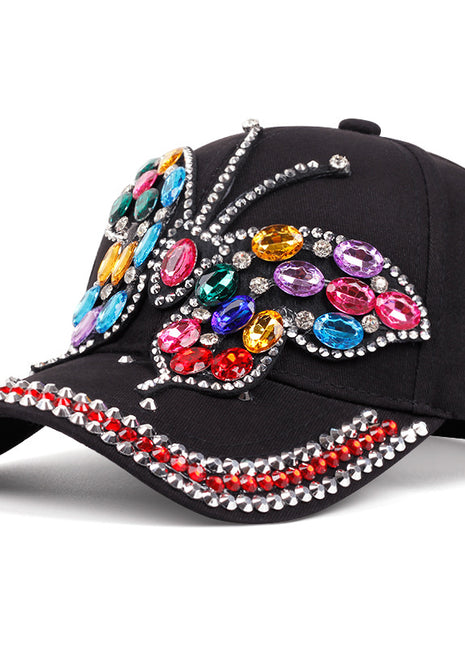 Butterfly Diamond Denim Peaked Cap