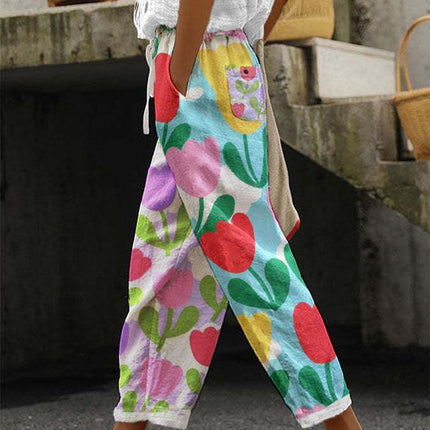Digital Printing Bubble Crepe Trousers