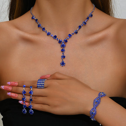 Crystal Necklace, Earrings, Bracelet & Ring Set