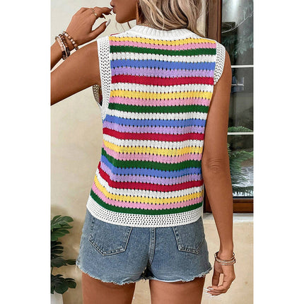 Japanese Dopamine Striped Round Neck Pullover