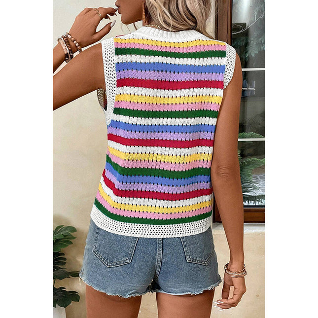 Japanese Dopamine Striped Round Neck Pullover