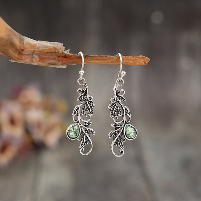 Fashion Vine Carved Pattern Embroidered Glass Alloy Earrings