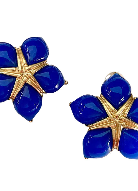 Vintage Starfish Blue Crystal Earrings