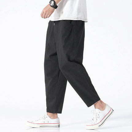 Cropped Loose Plus Size Cotton & Linen Pants