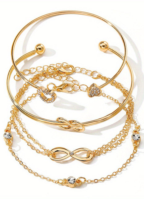 Alloy Love Knot 4-Piece Bracelet Set – Women's Heart Jewelry