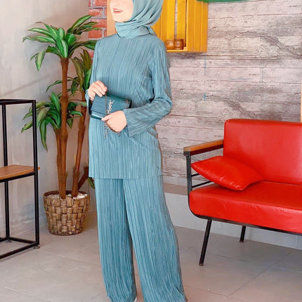 Ethnic Style Loose Casual Pleated Suit Set