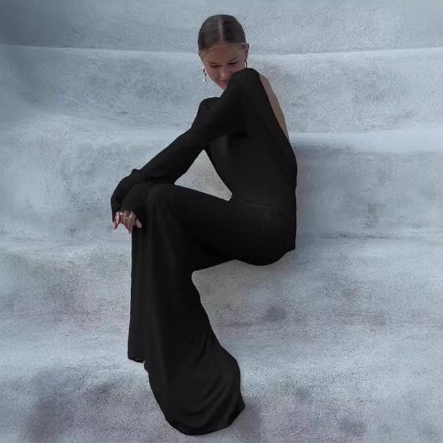 Fashion Slim Fit Backless Long Sleeve Dress