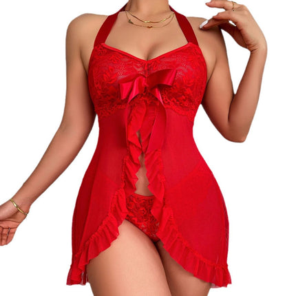 Mesh See-through Halter Nightdress