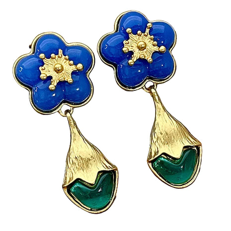 Cone Blue Crystal Earrings