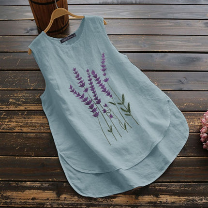 Korean Embroidered Sleeveless Crew Neck Top