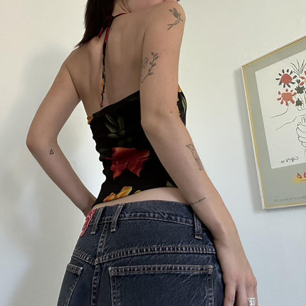 Slim Fit Halter Straps Vest Backless Hollow-out Top