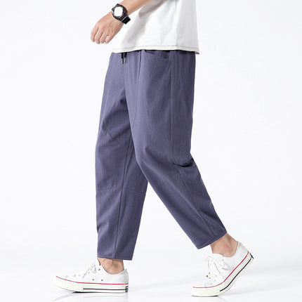 Cropped Loose Plus Size Cotton & Linen Pants