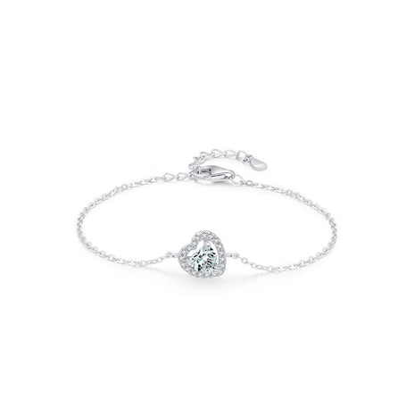 Pulsera de plata esterlina S925 con diamantes de amor romántico