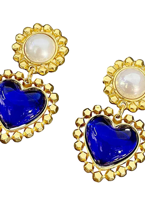 Heart Blue Crystal Earrings