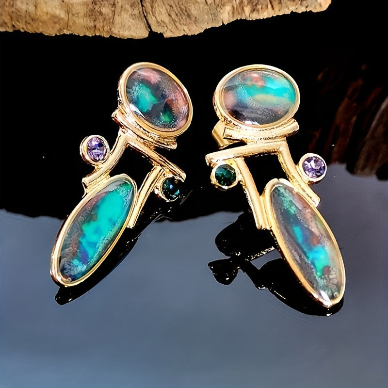 Vintage Earrings Women's Pearl Enamel