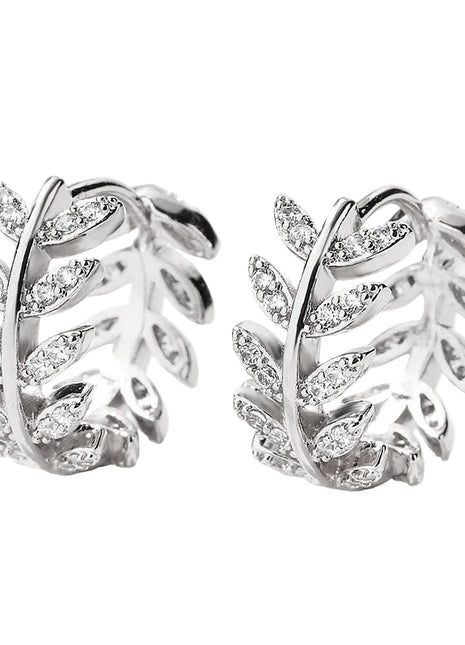 Korea Design Micro Inlaid Zircon Leaf-shaped Earrings