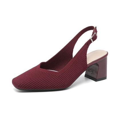 Breathable Square Toe Cap High Heel