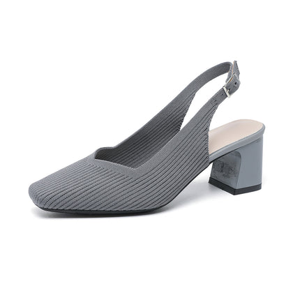 Breathable Square Toe Cap High Heel