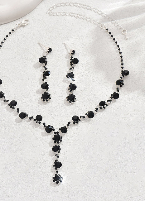 Artificial Crystal Necklace & Earrings Set
