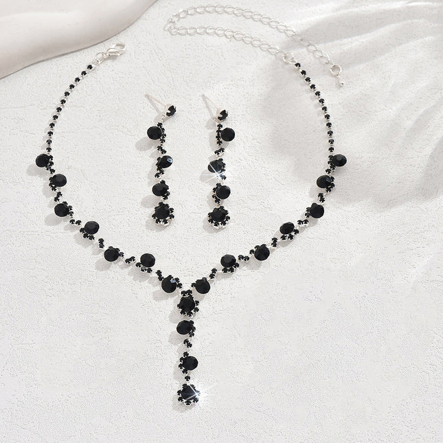 Artificial Crystal Necklace & Earrings Set