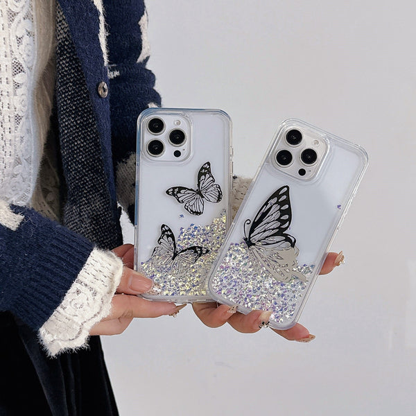 iPhone 13/14/15/16 Quicksand Butterfly Case