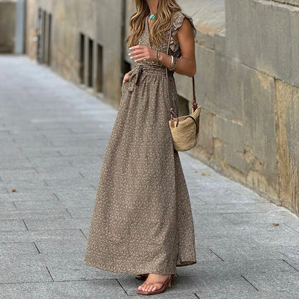 V-neck Ruffled Sleeve Dress