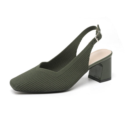 Breathable Square Toe Cap High Heel